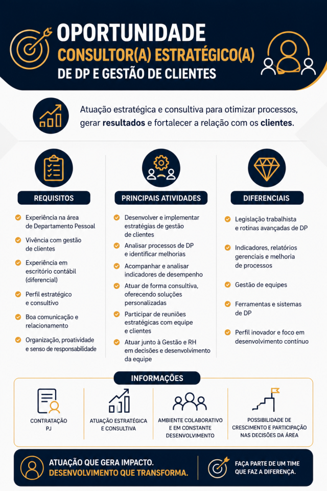 Consultor (a) Estratégica de DP e Gestão de Clientes (Contrato PJ)