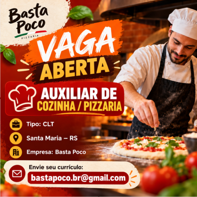 Auxiliar de cozinha / Pizzaria  ( Santa Maria )
